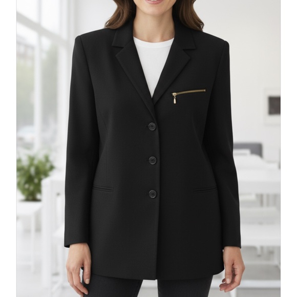 Vintage harve Bernard  Black Blazer with Gold Accent XL - Picture 1 of 4